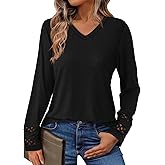 GKBK Women’s Long Sleeve V Neck Tunic Top Casual Dressy Blouse Business Loose Fit Trendy 2025 Fall Outfits