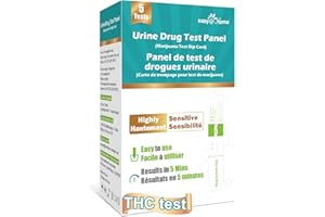 Easy@Home Marijuana Test Dip Card: THC Test Kit Quick Urine Drug Test Panel, 5 Pack Weed/Cannabis Screen Test Strips Highly S