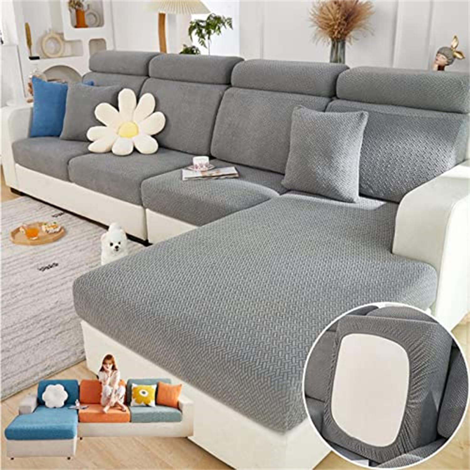 Slipcovers - LAZGET Magic Sofa Covers,Magic Sofa Cover, Interior Magic Sofa Covers,2023 New Wear-Resistant Universal Sofa Cover Stretch Couch Cushion Covers, (Dark Grey, Large Single Seat Cover)