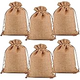 Lucky Monet 25/50/100PCS Burlap Gift Bags Wedding Hessian Jute Bags Linen Jewelry Pouches with Drawstring for Birthday, Party, Wedding Favors, Present, Art and DIY Craft (25Pcs, Coffee, 5” x 7”)