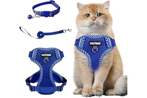 Muecleao Cat Harness and Lead Set, Escape Proof Cat Harness with Reflective Strips, Adjustable Breathable Vest Harness with L