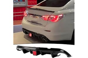 NEESPOC Rear Diffuser W/LED Brake Light Compatible with Infiniti Q50 2014 2015 2016 2017,Add-on Body Kit Rear Bumper Lower Lip Splitter Exterior Accessories (Gloss Black)