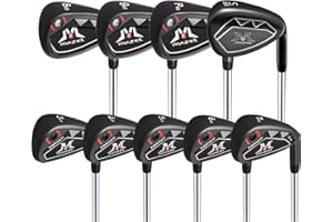 MAZEL Men Golf Iron Set (9PCS) or 1,2,3,4,5,6,7,8,9,Pitching Wedge,Sand Wedge with Steel Shafts for Right Handed Golfers