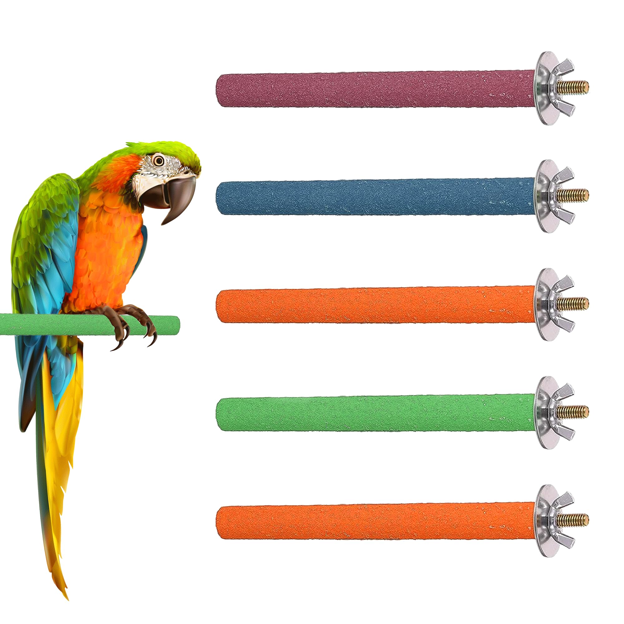 5 Pcs Parrot Perches - Budgie & Cockatiel Perches - Wooden Paw Grinding Stick Stand for Bird Cage - 20cm (S)
