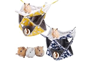 XINRUI 2 Pcs 3 Tier Ferret Rat Hammock,Guinea Pig Cage Accessories,13.7x13.7 Inches,Pet Cage Hanging Bunkbed Hammock for Small Animals,Guinea Pig, Ferret,Kitten,Squirrel,Chinchilla,Rat,Parrot