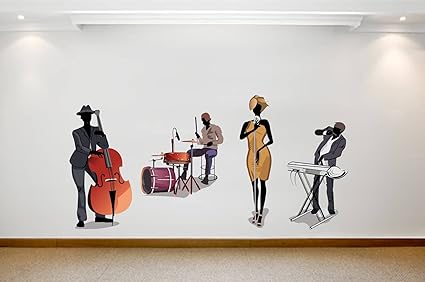 Rawpockets Decals Club Music Band - Living Room Wall Sticker - (PVC Vinyl, 130 cm x 65 cm, Multicolour)