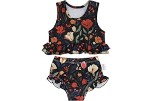 ALVABABY Baby Girl Swimsuit 2 Piece Toddler Infant Bathing Sleeveless Bikini Swimwear Reusable Swim Diaper with Matching Top