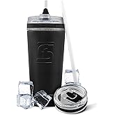 Ice Shaker 26 Oz Tumbler, Insulated Water Bottle with Straw, Stainless Steel Bottle, As Seen on Shark Tank, Water Bottle with Straw, Black