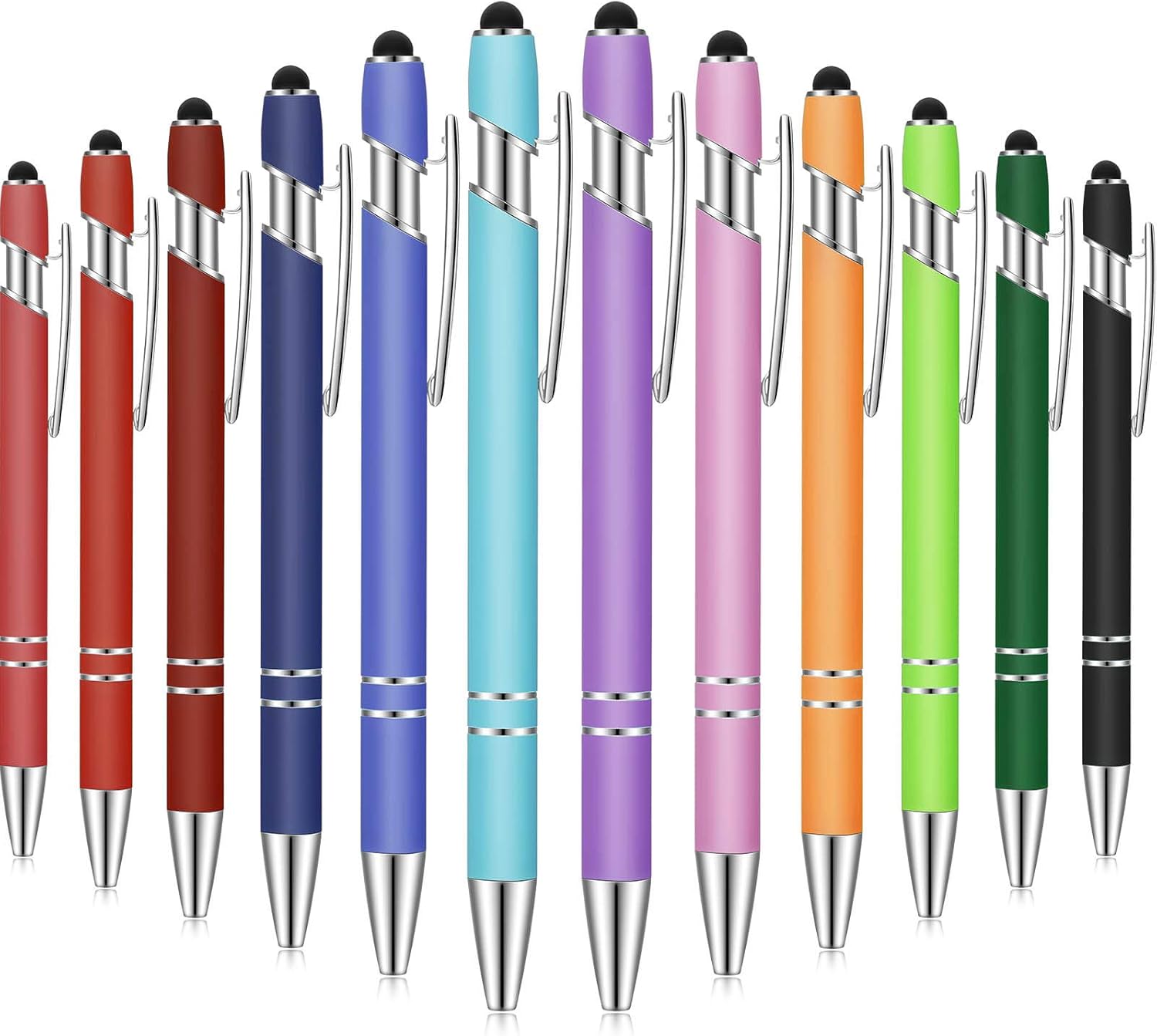 12 Pieces Ballpoint Pen with Stylus Tip, 1.0 mm Black Ink Metal Pen Stylus Pen for Touch Screens, 2 in 1 Stylus Ballpoint Pen : Office Products