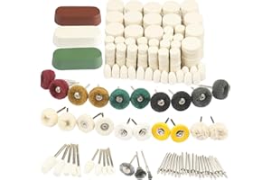 WONYS 246PCS Polishing Buffing Wheel Polishing Kit for Dremel, Felt Wool Pad Set with Polish Compound, Wheel Grinding Head Point & Mandrel Kit Accessories Tools with 1/8" Shank for Jewelry Metal Polishing