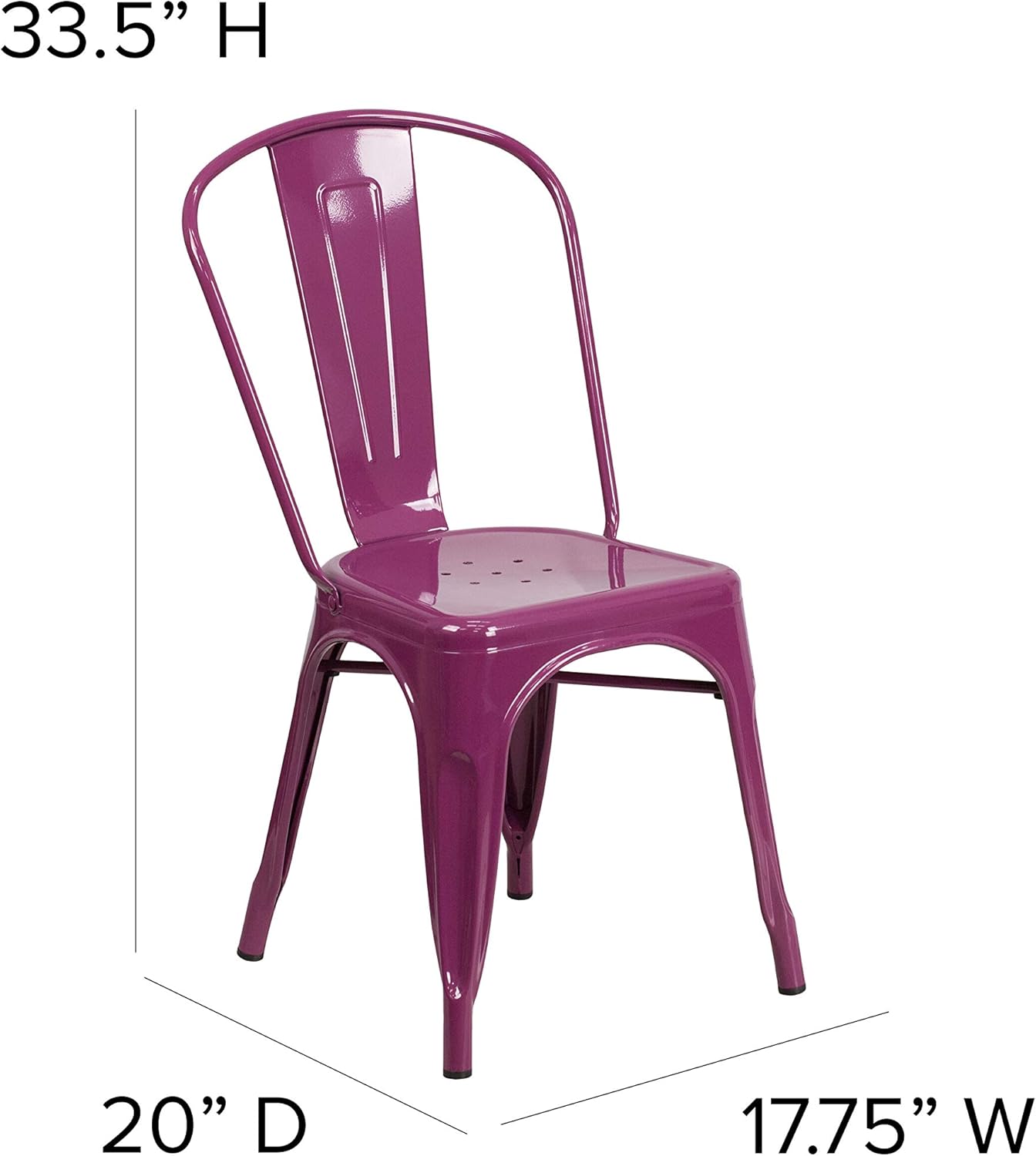 Flash Furniture Commercial Grade Purple Metal Indoor-Outdoor Stackable Chair : Garden & Outdoor