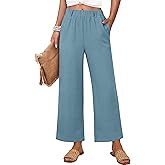 ANRABESS Womens Wide Leg Pants Summer Lounge Elastic Waist Palazzo Pants Lightweight Beach Vacation Trousers with Pockets