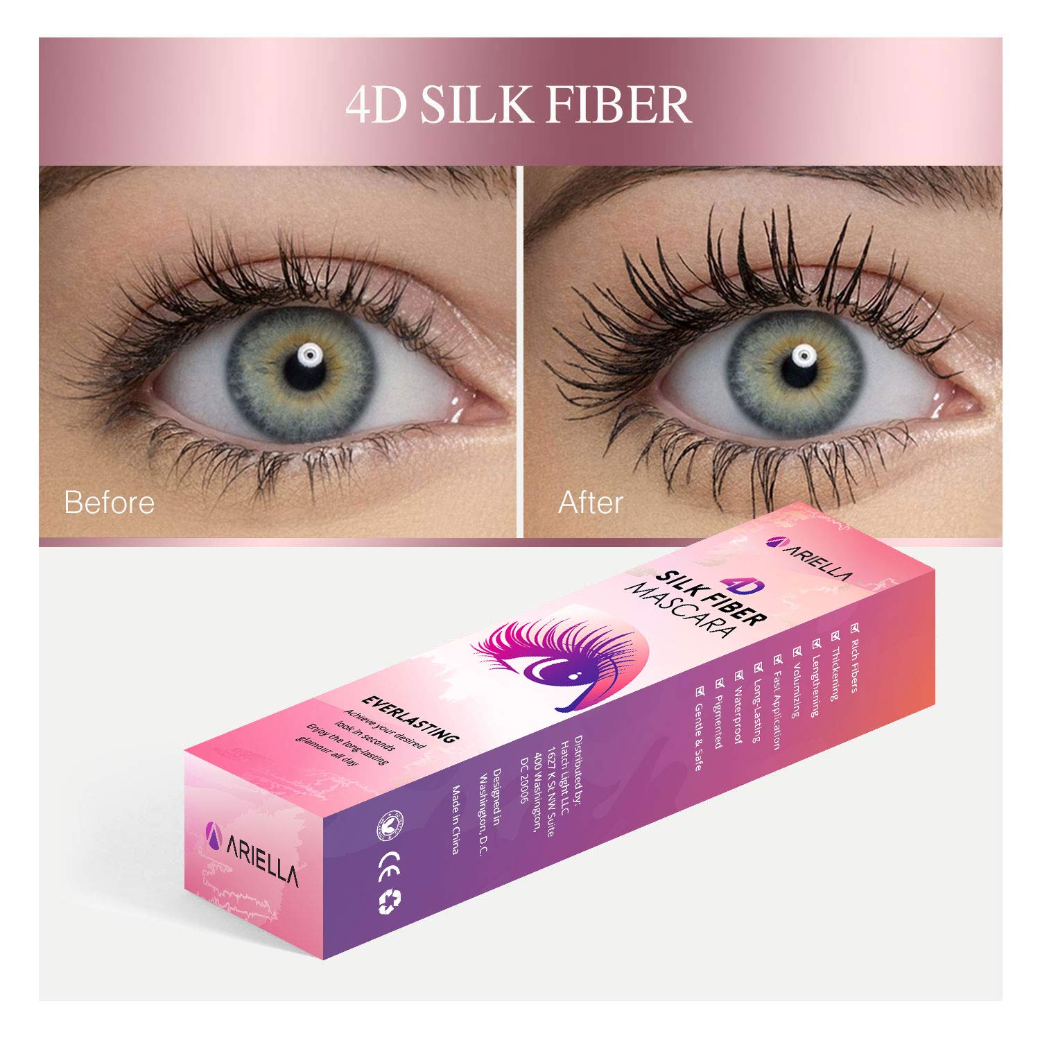 Amazon Com Natural 4d Silk Fiber Lash Mascara Waterproof Smudge Proof All Day Exquisitely Lush Full Long Thick Smudge Proof Eyelashes Beauty