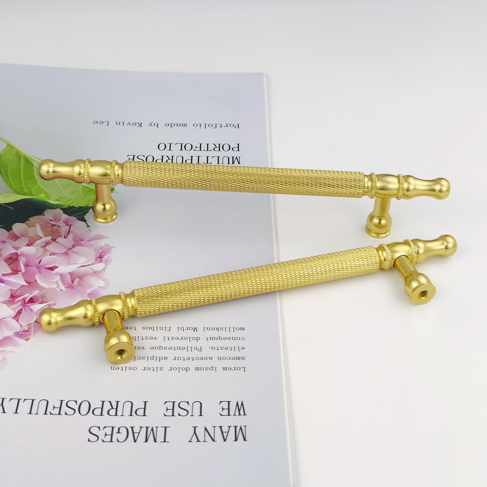 Pexintek Pack of 6 Cabinet Handles Gold Modern Furniture Handles 5 Inchs(128 mm) Hole Spacing Wardrobes Door Handles Drawer Knobs Vintage Handles for Kitchen Cupboards Dresser Cabinet (Gold Vintage) — image 1