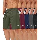 lomsoe 5 Pack Mens Shorts Casual with Pockets,Mens Athletic Shorts 9''Quick Dry Basketball Shorts Men for Gym Running