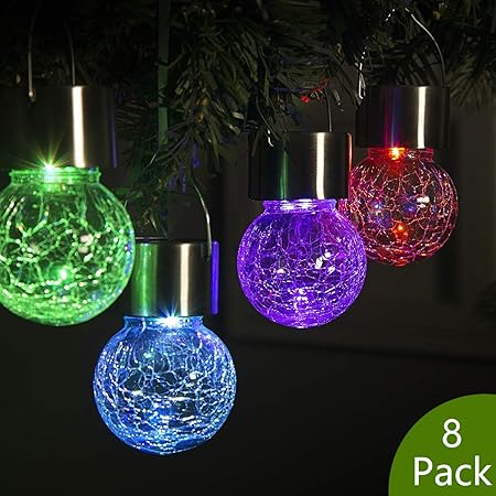 Gigalumi 8 Pack Hanging Solar Lights Christmas Yard Decoration