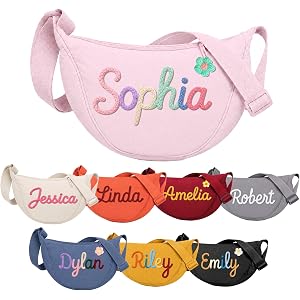 Dyoart Personalized Girls Sling Bag with Name, Custom Handmade Yarn Name Crossbody Purse, Fanny Pack Gifts for Girl & Boy