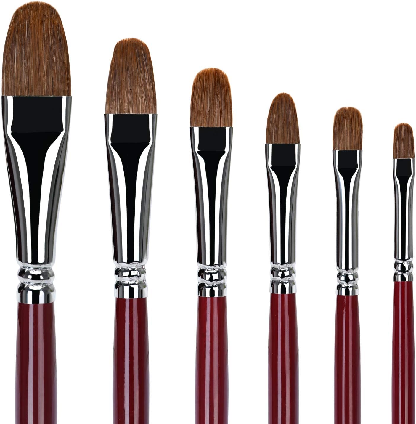 6 Pieces Artist Brush Set with Wooden Handle for Watercolor, Acrylic and Oil Painting Perfect for Beginners, Artists and Painting Lovers(6 Piece 128)