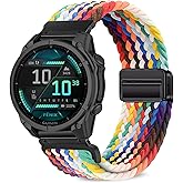 VanHooc Quickfit 20mm Magnetic Braided Watch Bands Compatible with Garmin Fenix 8 AMOLED-43mm/Fenix 7S Pro/Fenix 7S/Fenix 6S Pro,Replacement Nylon Sport Strap for Descent Mk3S/Mk3i Pride Edition