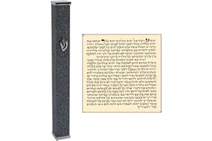 TALISMAN4U Sparkling Aluminum Jewish MEZUZAH CASE with Scroll 3D Metal Shin Classic Israel Judaica Door Mezuza Cover (14 cm / 6 Inch)