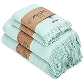 Sand Cloud Turkish Bath Towels Bundle for Bathroom, Set of 4 (Terra Seaglass) - Large Size - 100% Certified Organic Cotton Yarn is Lightweight, Soft & Absorbent - Premium Bath Towels Dry Faster