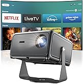 Smart Projector with Netflix Ready & Free Live TV, 1500 ANSI Lumens & 4K Decoding, 2GB+32GB Memory & MEMC, 360° Adjustable Stand, AI Auto Focus, Dolby Audio