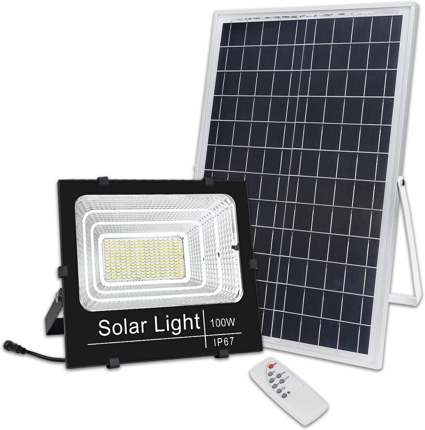 Brillihood 100W LED Solar Panel Security Light, 5,000 Lumens, Outdoor
