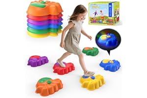 SHXYKZ Light Up Stepping Stones for Kids, 6 Pcs Durable Non-Slip Toddler Stepping Stones, Indoor/Outdoor Games Toys for Kids, Obstacle Course for Kids 3 4 5 6 Years Old
