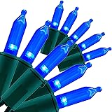 YULETIME Blue LED Christmas Lights 200 Count 50