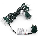 Aurelema Mini Christmas Lights String Warm White Vintage Short Strand String Lights, Clear Bulbs Wire Fit Light up Christmas Decorations(10 Bulbs Connectable,5ft,Green)