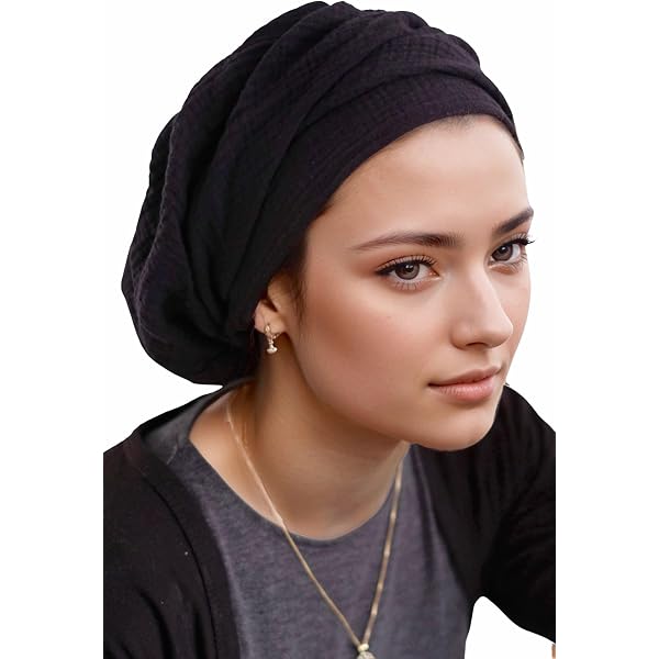 Ermandina Denim Head Covering - Adjustable Tichel Slouchy Beanie For Women - View #9