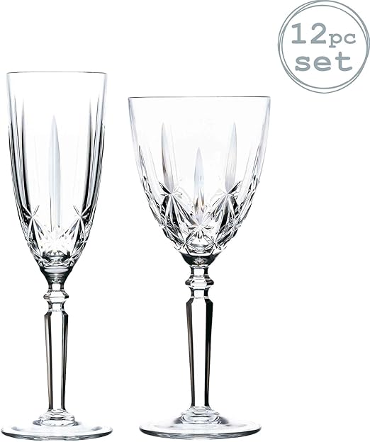 RCR Crystal Orchestra Cut Glass Wine Glasses and Champagne Flutes
