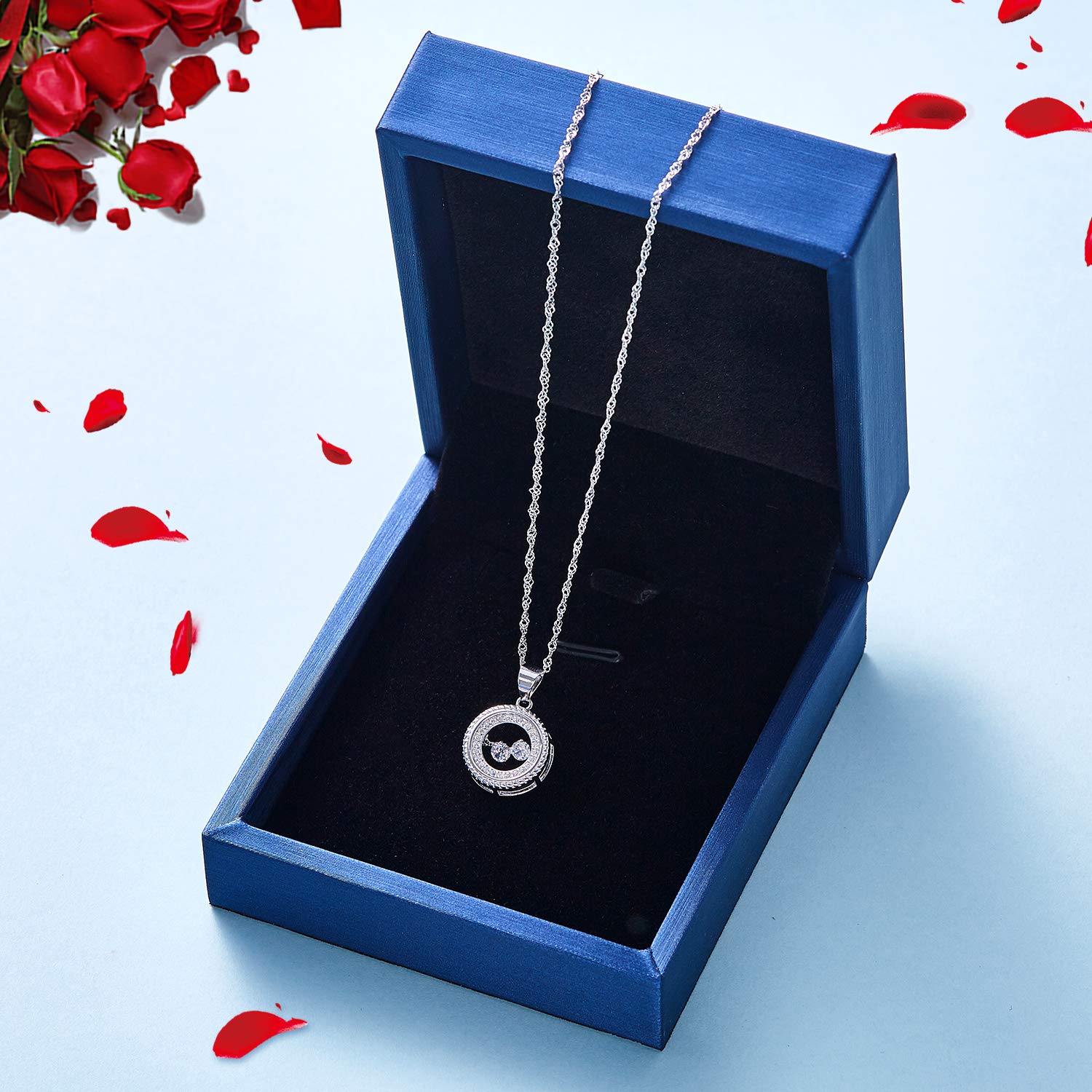 LOUISA SECRET Pendant Necklace, Made Of Cubic Zirconia, Fashion Valentine\'s Day Gift Jewelry 925 Sterling Silver Necklace For Women And Girls