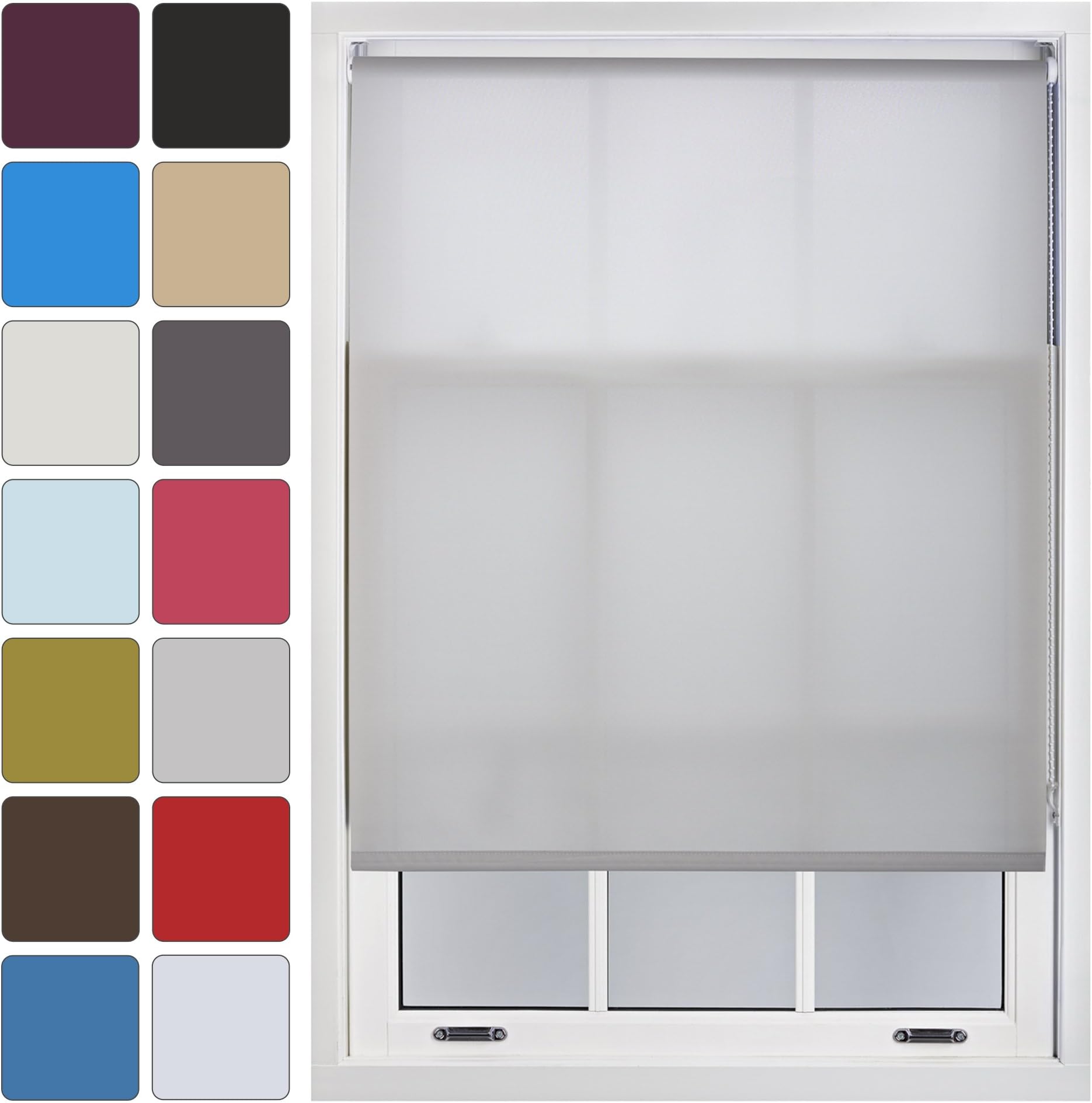 FURNISHED Blinds Window Custom Made to Measure Daylight Roller Blinds - Sheer Non-blackout Blind Opaque Fabric Shades Easy Fit Window Blinds, Grey up to 120W x 165H cm