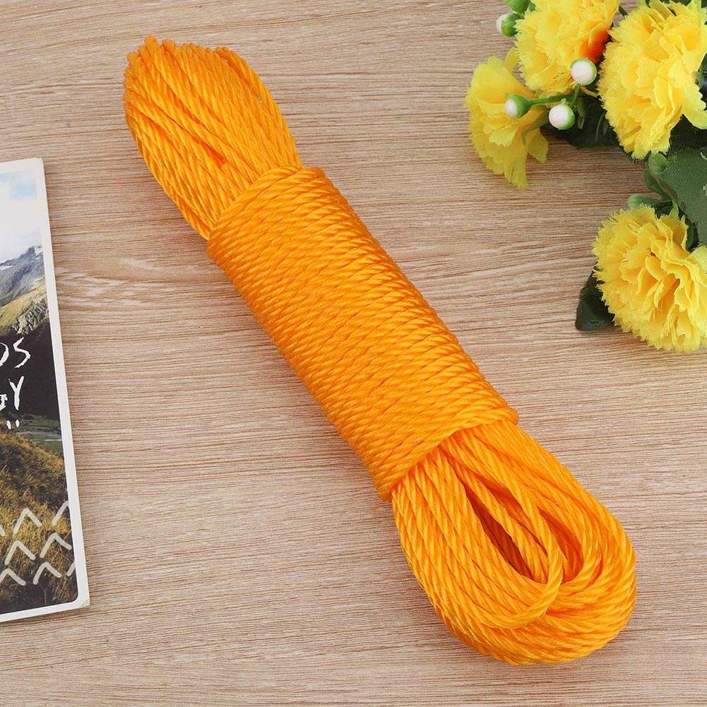 20m Nylon Rope,Rope Lines Cord Clothesline,Nylon Poly Rope, Twisted String,Hanging Cord,Nylon Poly Rope Flag Pole for Tie Pull Swing Climb Knot Garden Camping Survival Outdoors (Orange)