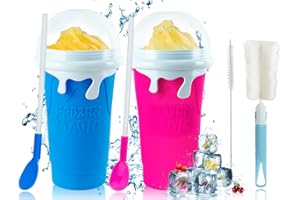 ROEDEER Slushy Cup Maker(2 Pack),Large Slushie Maker Cup 500ml,Silicone Slushie Cup Maker Squeeze Cup,Quick Frozen Magic Slushy Maker Cup,DIY Slush Cup,Cool Stuff Gifts for Kids and Family - Blue+Pink