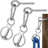 Leooomap 2 Sets Horse Tie Ring, Stainless Steel Magnetic Tie Ring for Horses, Safe Horse Training Equipment with Eye Bolt &amp; Quick Snap, Horses Tack Supplies for Stables, Trailers, Fences