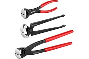 MAXPOWER 3PCS Nail Puller Set, 9 inch End Cutting Nippers, 7 inch End Cutting Pliers, 8 inch Carpenter's Pincers