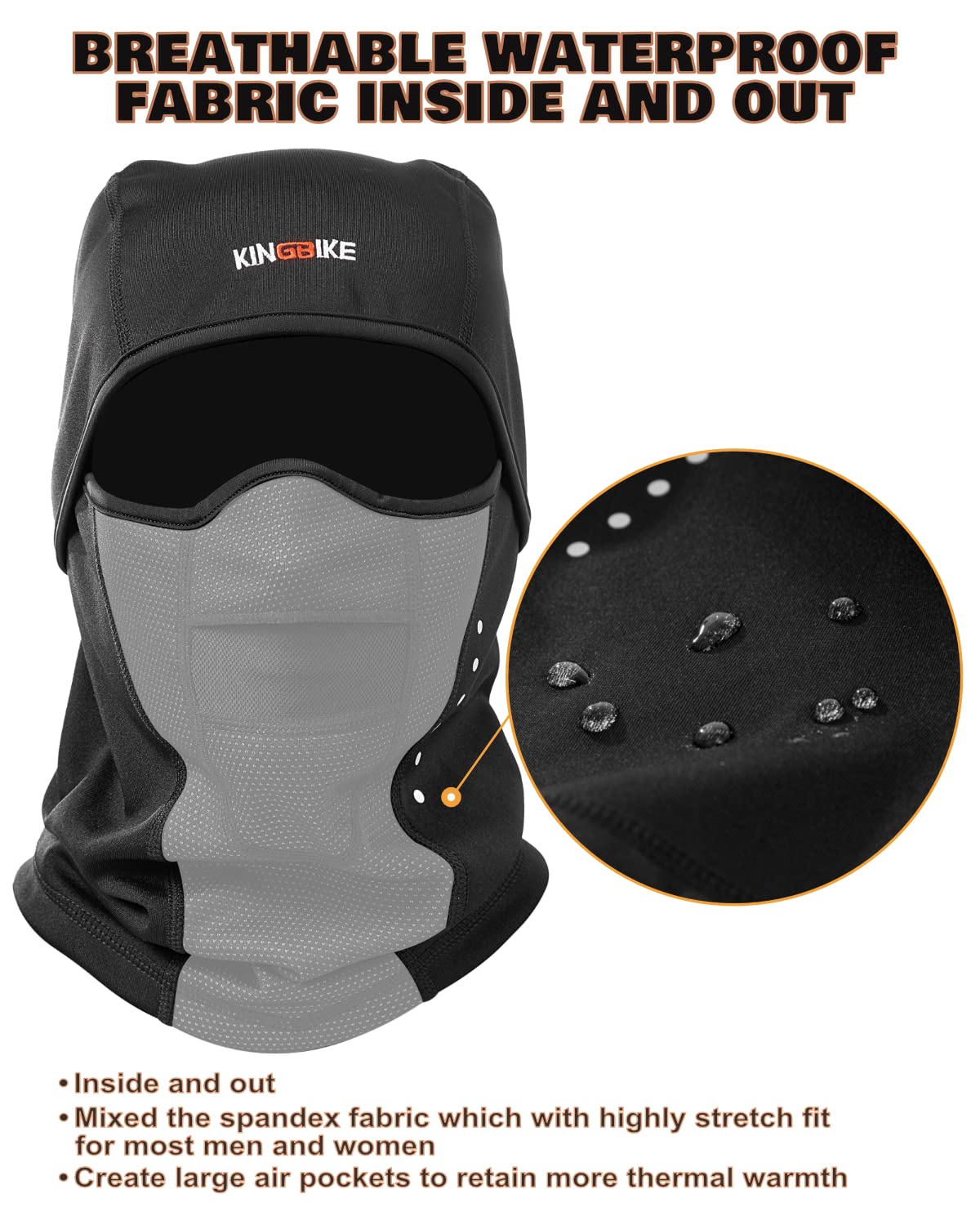 KINGBIKE Sturmhaube Sturmmaske Balaclava Skimaske Warme Gesichtsmaske für Kaltes Wetter Winter Skifahren Snowboarden Motorradfahren Eisfischen Herren Damen Schwarz(Winddicht) 5