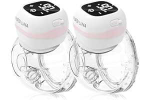 Nursi Luna Breast Pump Hands Free, Double Wearable Breast Pump with Smart Touchscreen, 3 Modes & 12 Levels, Low Noise Portable Wireless Electric Breast Pump with Flange Inserts (Pack of 2, Pink)