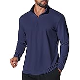 COOFANDY Mens Quarter Zip Pullover Athletic Shirt Long Sleeve Sun Protection Shirt Golf Zip Up Lightweight T Shirts for Man