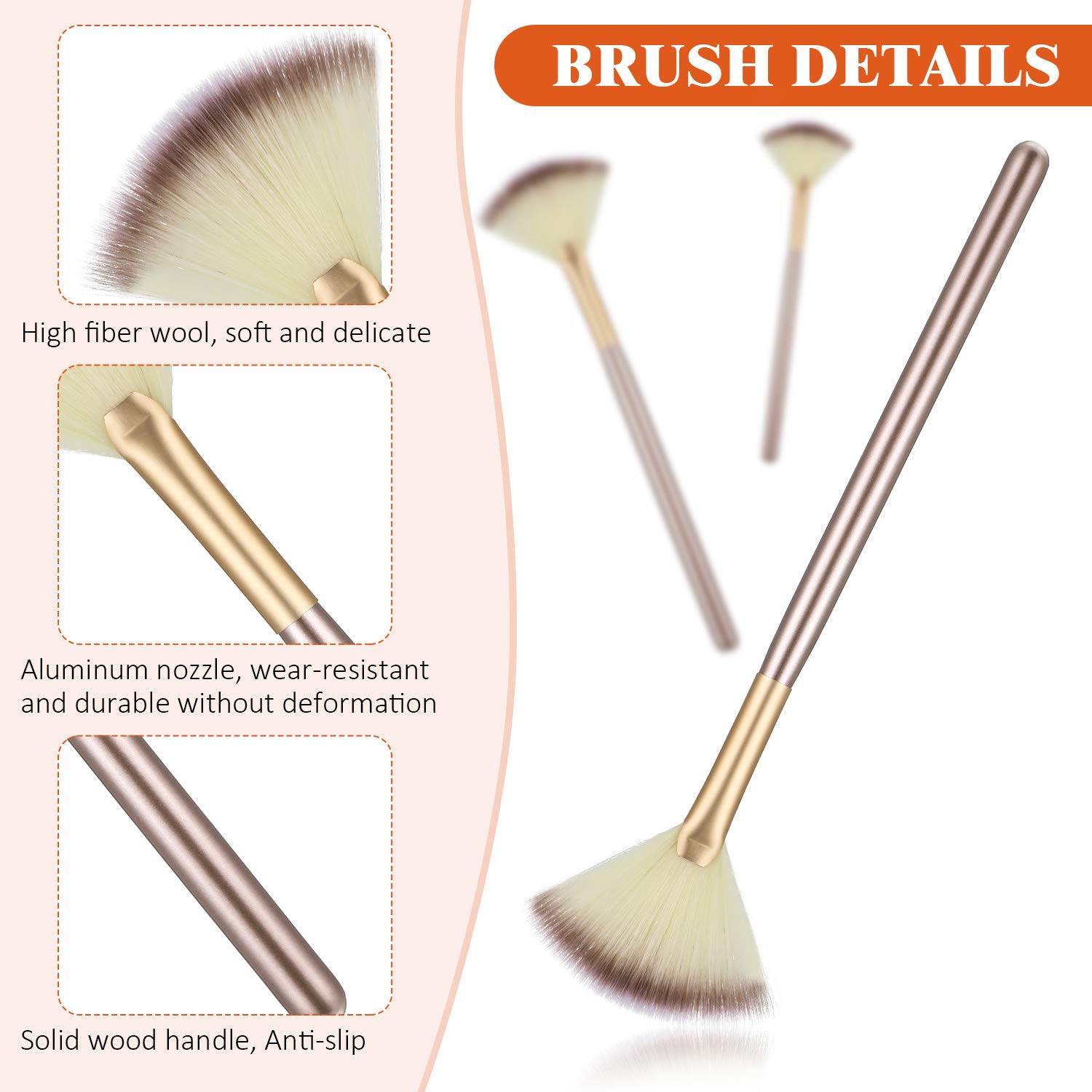 9 Pieces Soft Facial Makeup Brush Facial Powder Cosmetics Brushes Wooden Handle and Soft Fiber Face Fan Shape Brushes Makeup Brushes Cosmetic Tool for Face Highlighting Makeup Powder: Beauty