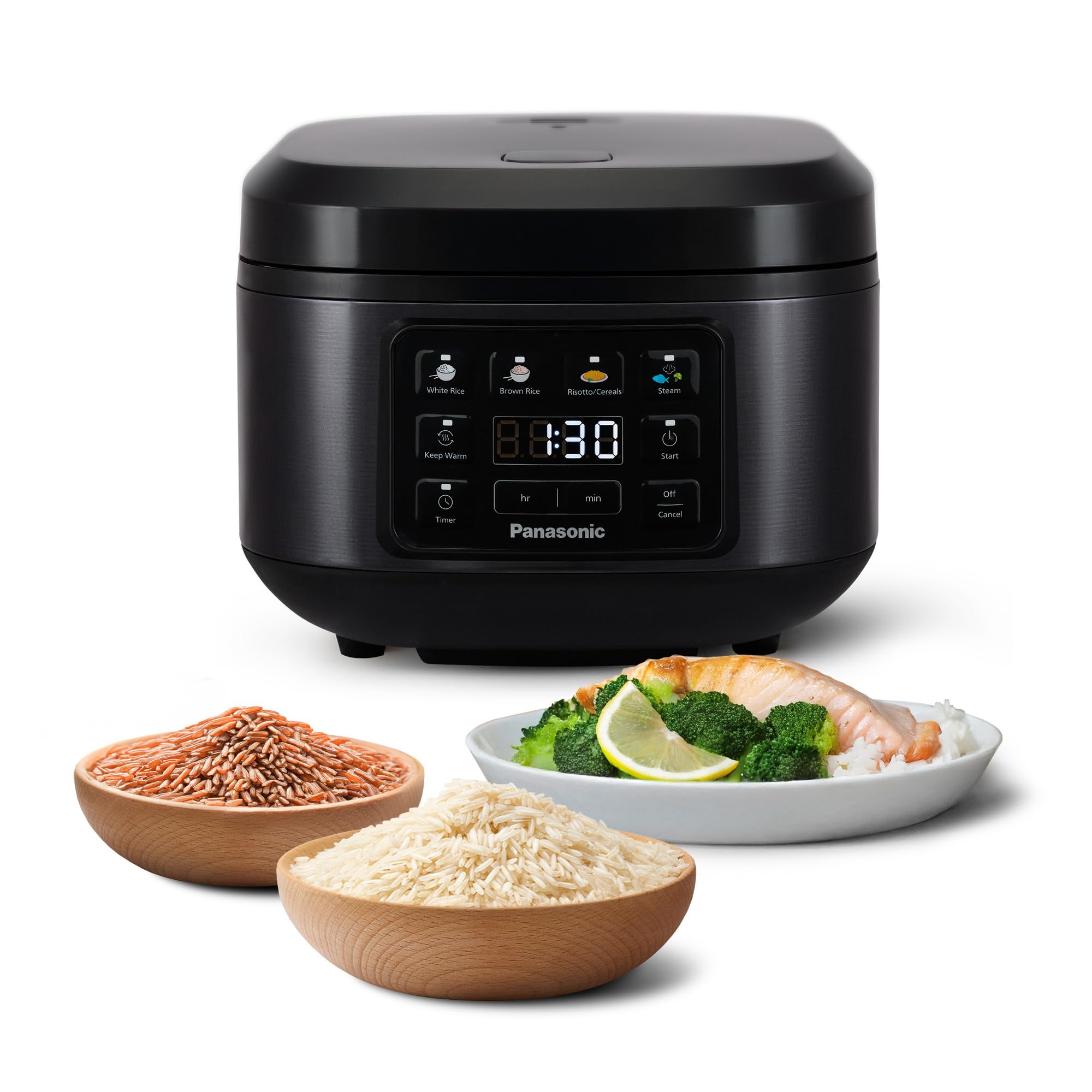 Panasonic SR-DA152KXE Automatischer Reiskocher mit Dampfgarer, Fuzzy-Logik, Wasserverhältnisanzeige, BPA-frei, Warmhalten, Startverzögerung, spülmaschinengeeignete Teile, vielseitig, schwarz