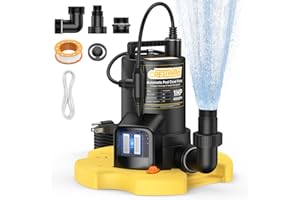 CRESTWAVE 1 HP Automatic Pool Cover Pump, 4500GPH Submersible Water Pump with Unique External Sensor Switch & 3/4” Check Valve Adapter, Water Removal for Swimming Pool Cover, Pond, Basement and More