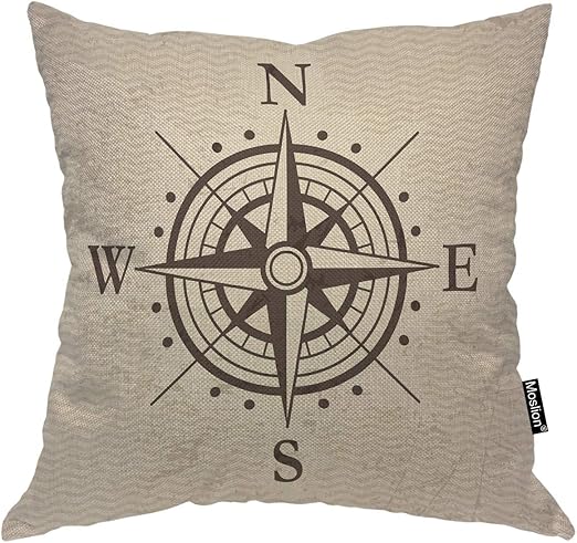 Amazon Com Moslion Throw Pillow Cover Compass 18x18 Inch Vintage