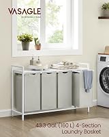 VASAGLE 4-Compartment Laundry Hamper with Shelf 160 L Cream White BLH401W01 view 3