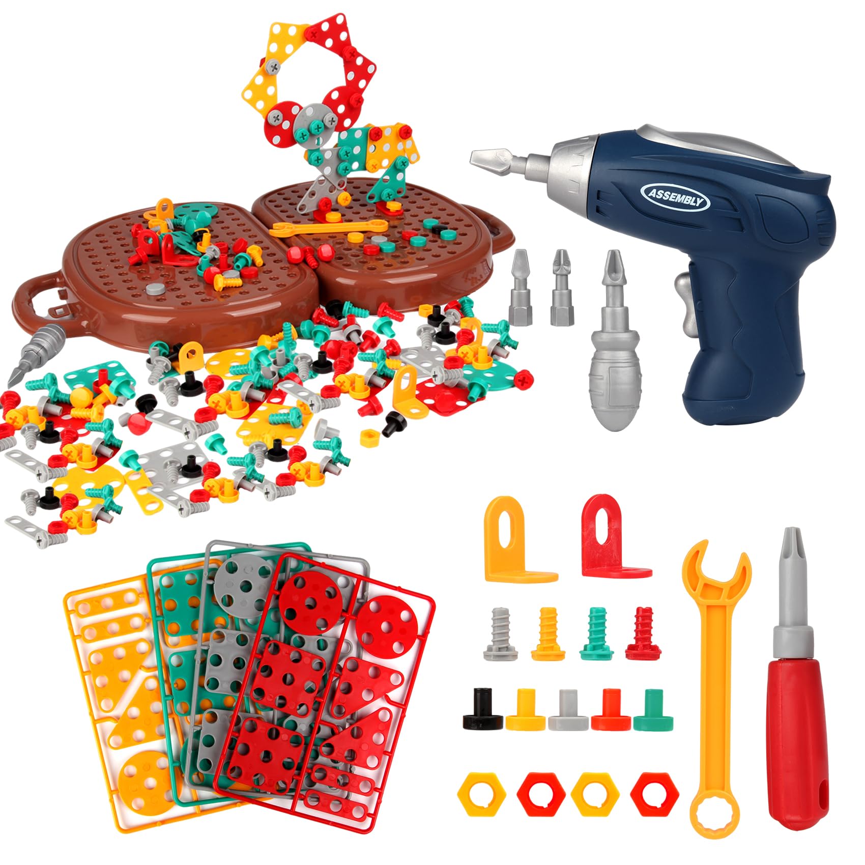 Photo 1 of YououiiMagic Montessori Play Toolbox Bear, STEM Kits for Kids Ages 3-12, Creativity Tool Box with Drill Kids Building Toys, DIY Educational Construction Engineering Toys Preschool Toys