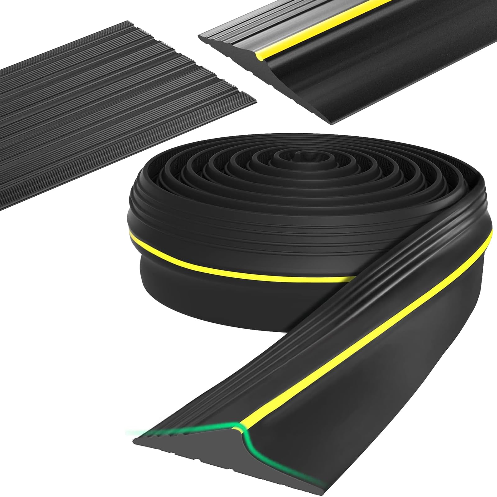 Garage Door Seal, Garage Door Threshold Seal Universal Door Rubber DIY Bottom Weatherproof Threshold Seal Strip Suitable for Keeping Garages Clean & Dry (4.8m,Black)