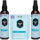 HASK Argan Oil 5-in-1 Leave-In Conditioner Duo (6oz-Qty 2) & Argan Oil Repairing Deep Conditioner Packette, Color Safe, Sulfate-Free, Paraben-Free, Gluten-Free, for All Hair Types