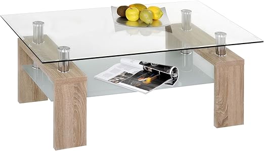 Alfa Tische M2232 Couchtisch Dolce 110 X 70 Cm Gestell Sonoma Eiche Dekor Mit Glasplatte Und Glasboden Amazon De Kuche Haushalt